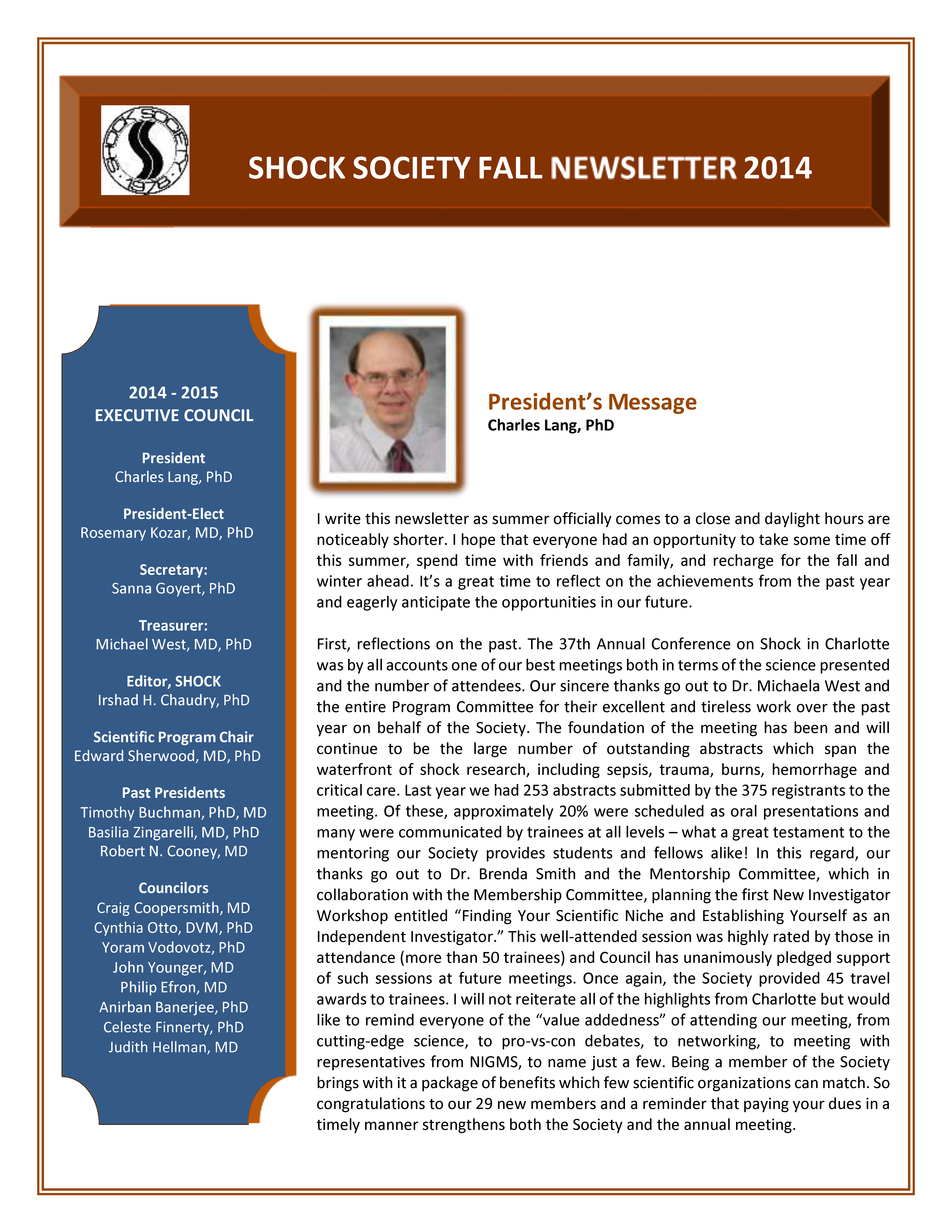 Fall 2014 Newsletter